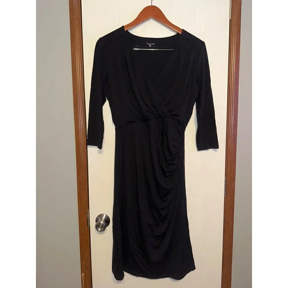 Garnet Hill V-Neck 3/4 Sleeve Lined MIDI DressSize Small‎